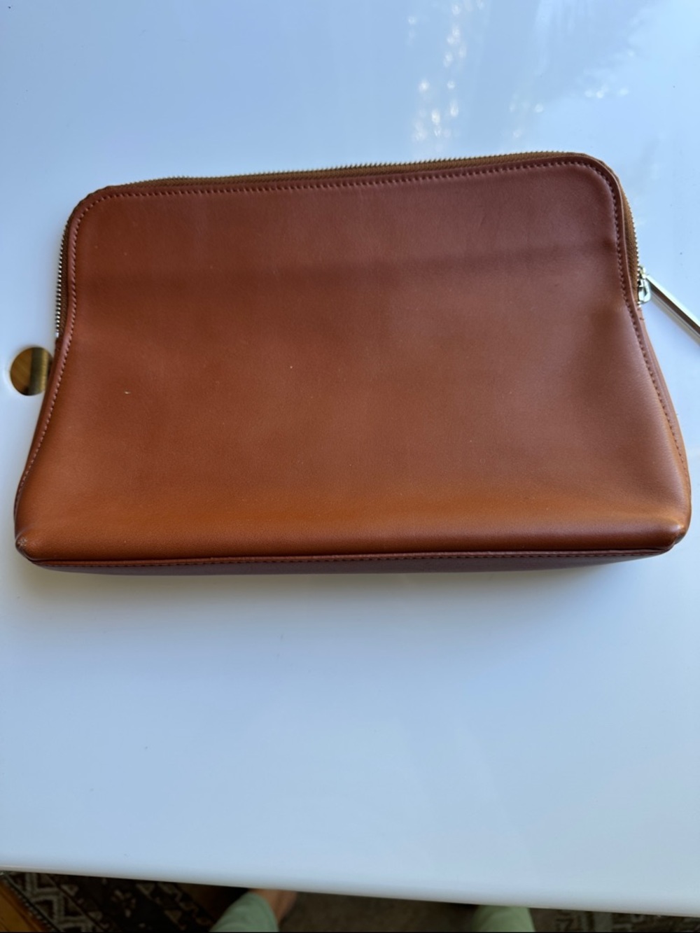 3.1 Phillip Lim Brown Leather Toiletry Pouch with Gold Hardware